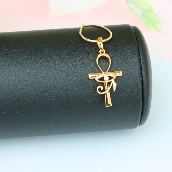 "Eye of Horus Rose Gold Pendant with Ankh Symbol for Protection, XPPT1535 - Picture 4 of 13